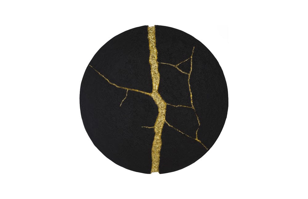 Phillips Collection - Rift Wall Tile, Circle, Matte Black, Gold Leaf - PH119562 view 1