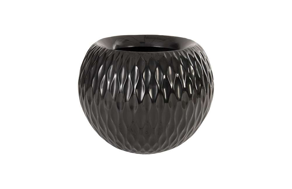 Phillips Collection - Ripple Planter, Gel Coat Black - PH67836 veiw 1