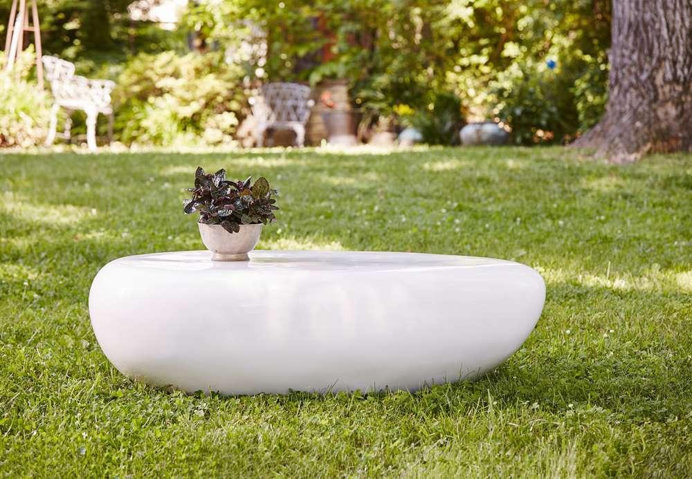 Phillips Collection - River Stone Coffee Table, Gel Coat White, Large - PH67484 veiw 4