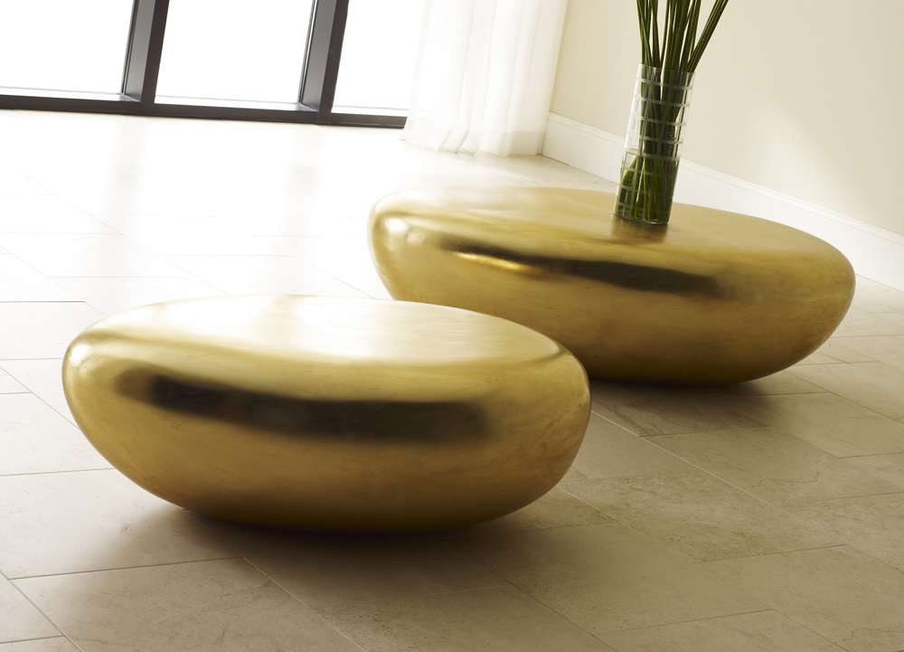 Phillips Collection - River Stone Coffee Table, Gold Leaf, Large - PH57485 veiw 6