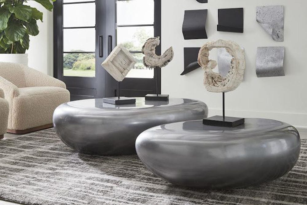 Phillips Collection - River Stone Coffee Table, Polished Aluminum, Large - PH68784 view 3