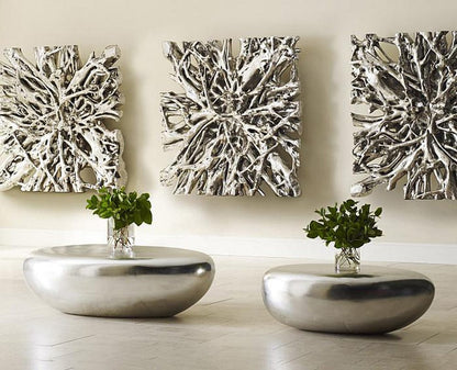 Phillips Collection - River Stone Coffee Table, Silver Leaf, Large - PH57486 view 4