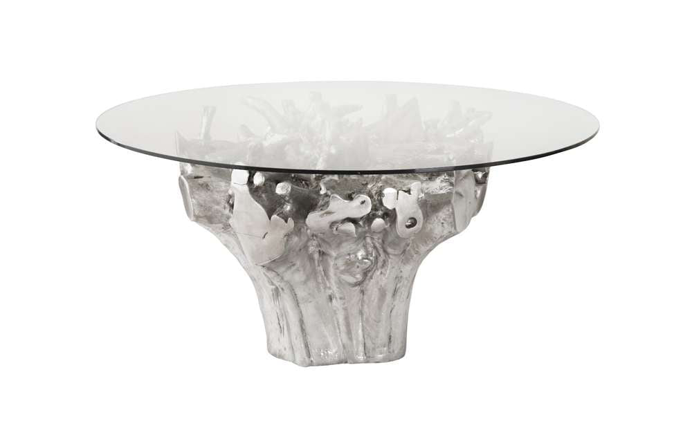 Phillips Collection - Root Small Silver Dining Table Base, With Glass - PH104330 veiw 1