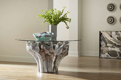 Phillips Collection - Root Small Silver Dining Table Base, With Glass - PH104330 veiw 5