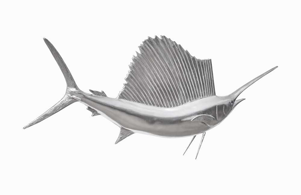 Phillips Collection - Sail Fish Wall Sculpture, Resin, Silver Leaf - PH100658 veiw 2