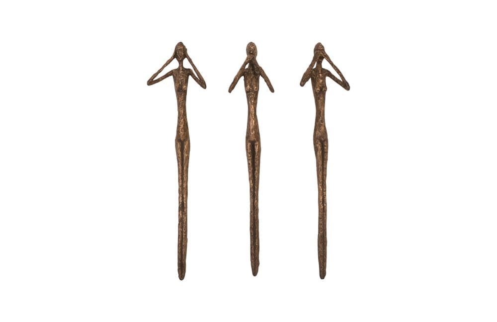 Phillips Collection - See, Speak, Hear No Evil Wall Art, Resin, Bronze (Set of 3) - PH96052 view 1