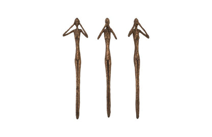 Phillips Collection - See, Speak, Hear No Evil Wall Art, Resin, Bronze (Set of 3) - PH96052 view 1