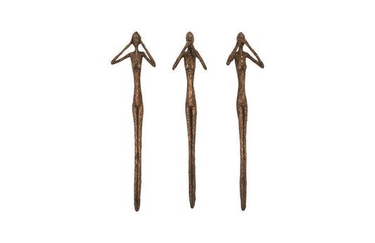 Phillips Collection - See, Speak, Hear No Evil Wall Art, Resin, Bronze (Set of 3) - PH96052 view 1