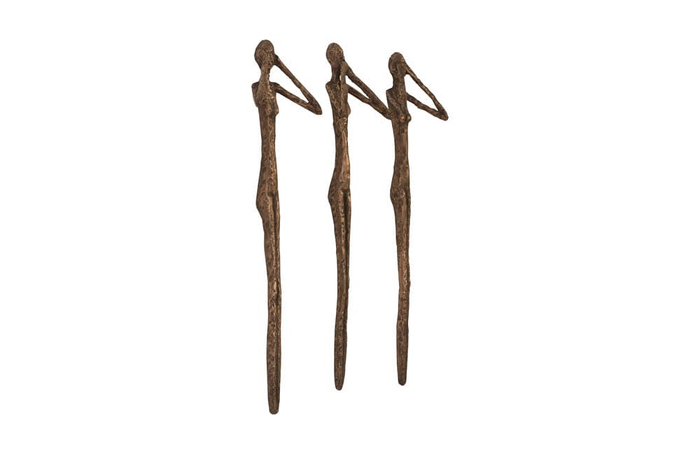 Phillips Collection - See, Speak, Hear No Evil Wall Art, Resin, Bronze (Set of 3) - PH96052 view 2
