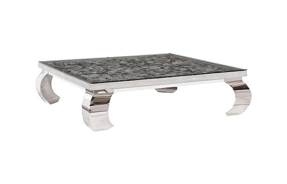 Phillips Collection - Shell Coffee Table, Glass Top, Ming Stainless Steel Legs - PH81449 view 1