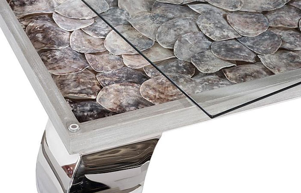 Phillips Collection - Shell Coffee Table, Glass Top, Ming Stainless Steel Legs - PH81449 view 3