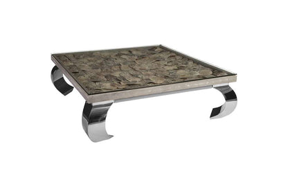 Phillips Collection - Shell Coffee Table, w/Glass, Ming SS Legs - PH83144 veiw 1