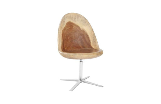 Phillips Collection - Smoothed Swivel Chair, Chamcha Wood, Stainless Steel Base - TH100627 veiw 1