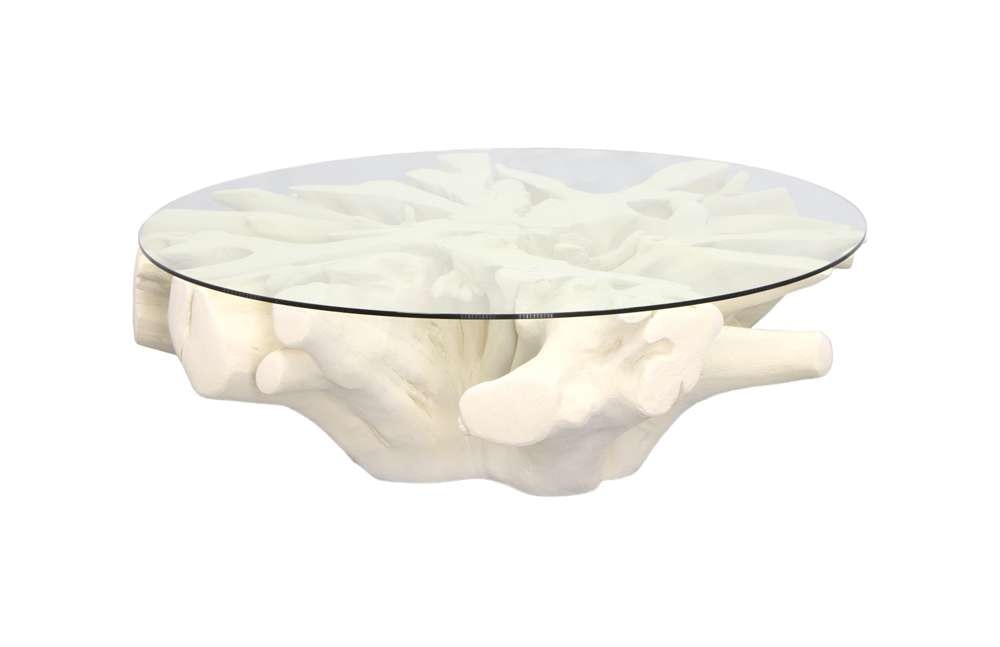 Phillips Collection - Sono Cast Root Coffee Table, With Glass, Roman Stone - PH83595 veiw 1