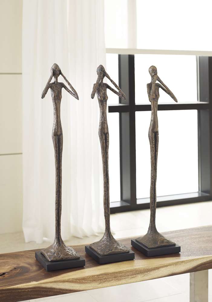 Phillips Collection - Speak No Evil Slender Sculpture, Small, Resin, Bronze Finish - PH59233 veiw 2
