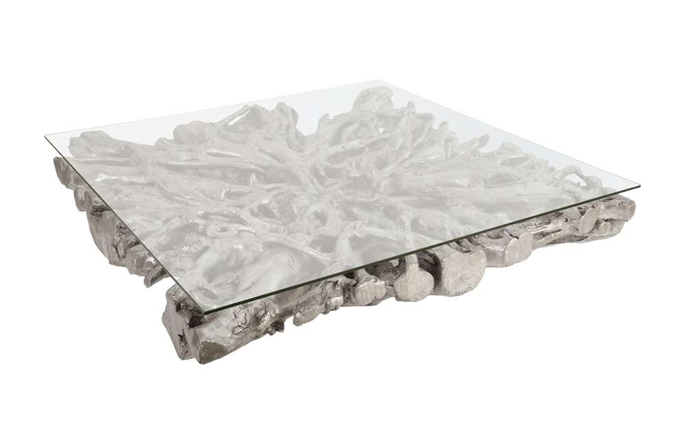 Phillips Collection - Square Root Cast Coffee Table, With Glass - PH64211 veiw 2