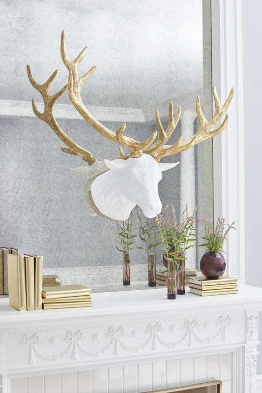 Phillips Collection - Stag Deer Head, White, Gold Leaf - PH67604 veiw 2
