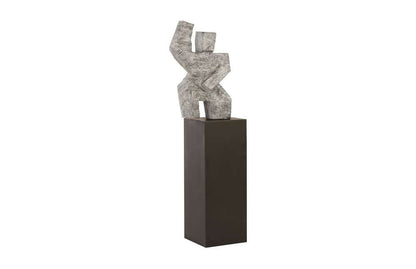 Phillips Collection - Tai Chi Arm Up Sculpture on Pedestal, Gray Stone Finish, Black - TH94536 veiw 1
