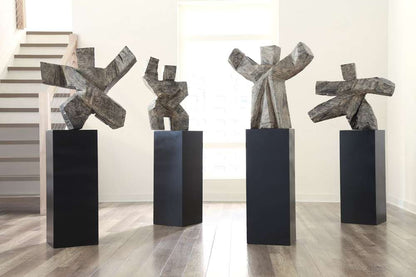 Phillips Collection - Tai Chi Arm Up Sculpture on Pedestal, Gray Stone Finish, Black - TH94536 veiw 3