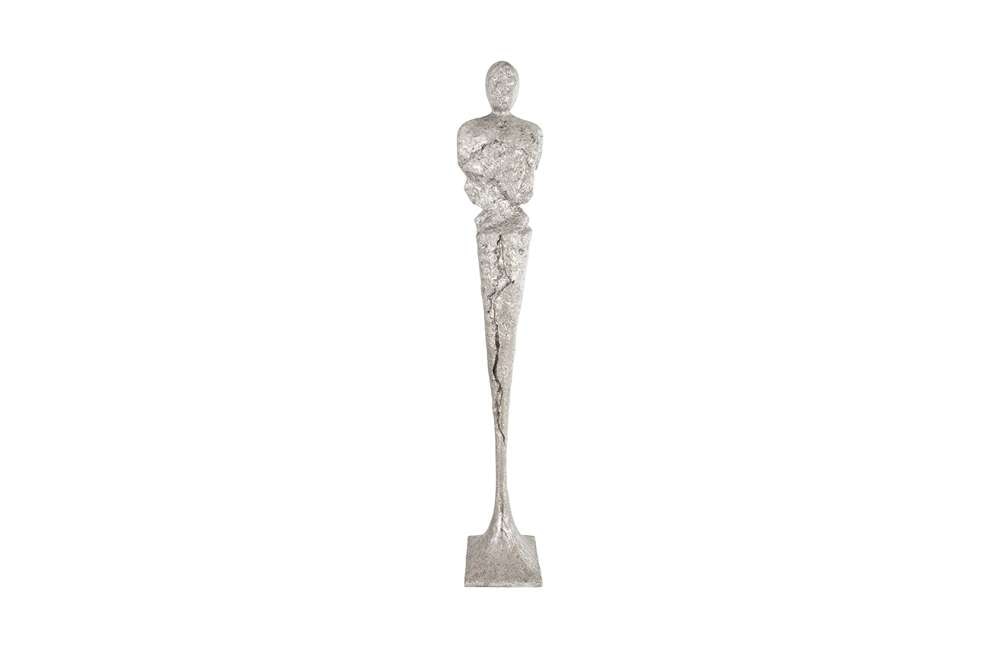 Phillips Collection - Tall Chiseled Male Sculpture, Resin, Silver Leaf - PH76687 veiw 1