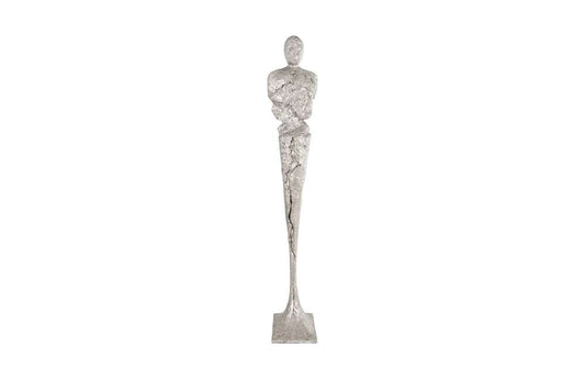 Phillips Collection - Tall Chiseled Male Sculpture, Resin, Silver Leaf - PH76687 veiw 1