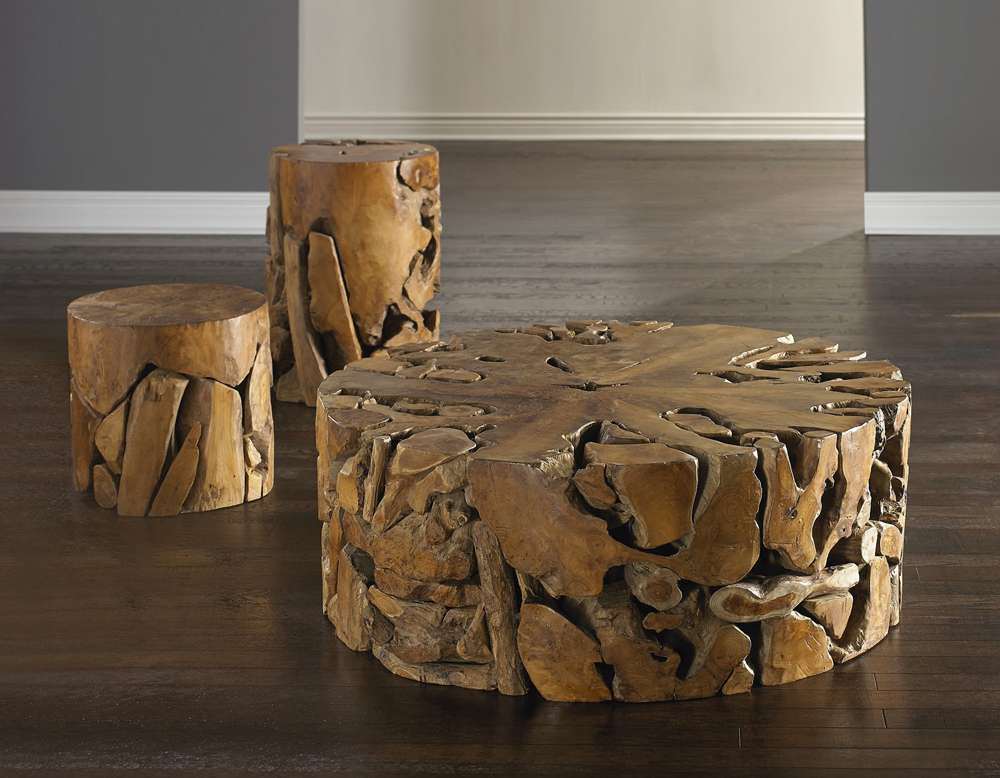 Phillips Collection - Teak Chunk Coffee Table, Round - ID65143 veiw 3