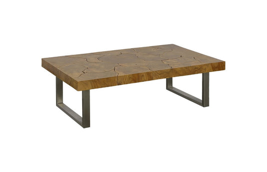 Phillips Collection - Teak Slice Coffee Table, Stainless Steel Legs, Rectangle - ID113631 veiw 1