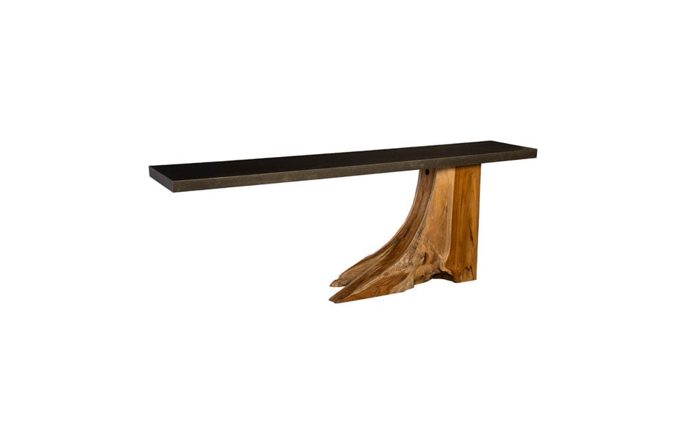 Phillips Collection - Teak Wood Console Table, Iron Sheet Top - TH89260 view 1
