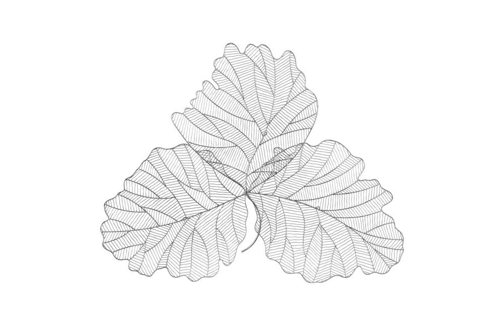 Phillips Collection - Tri Leaf Wall Art, Large, Metal, Silver/Black - TH100857 veiw 1