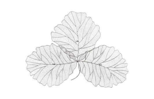 Phillips Collection - Tri Leaf Wall Art, Medium, Metal, Silver/Black - TH100856 view 1