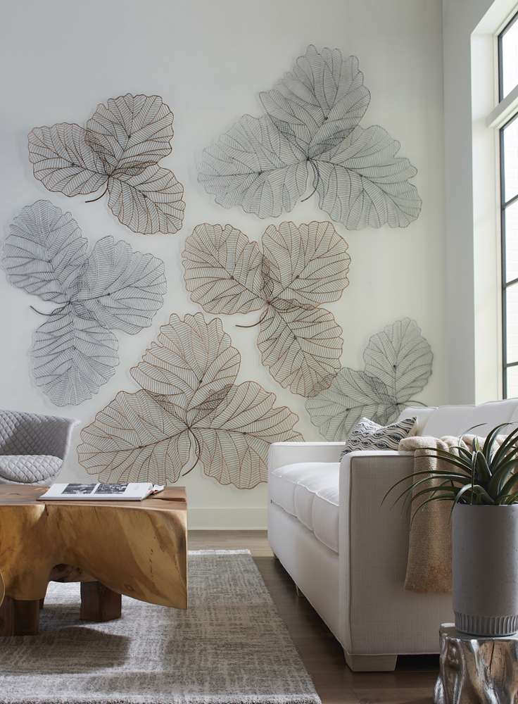 Phillips Collection - Tri Leaf Wall Art, Small, Metal, Copper/Black - TH100858 veiw 3