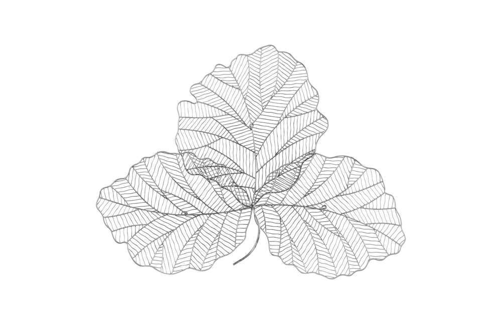 Phillips Collection - Tri Leaf Wall Art, Small, Metal, Silver/Black - TH100855 veiw 1
