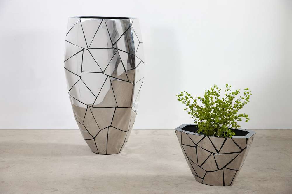 Phillips Collection - Triangle Crazy Cut Planter, Large, Stainless Steel - PH100871 veiw 3