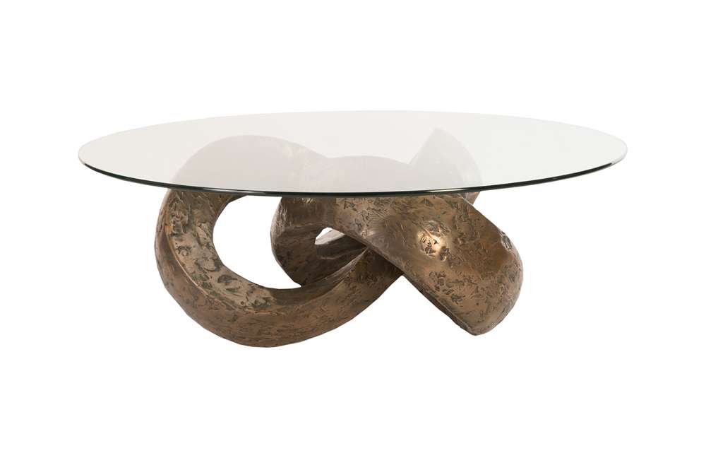 Phillips Collection - Trifoil Coffee Table, Bronze w/ Glass - PH80673 veiw 5