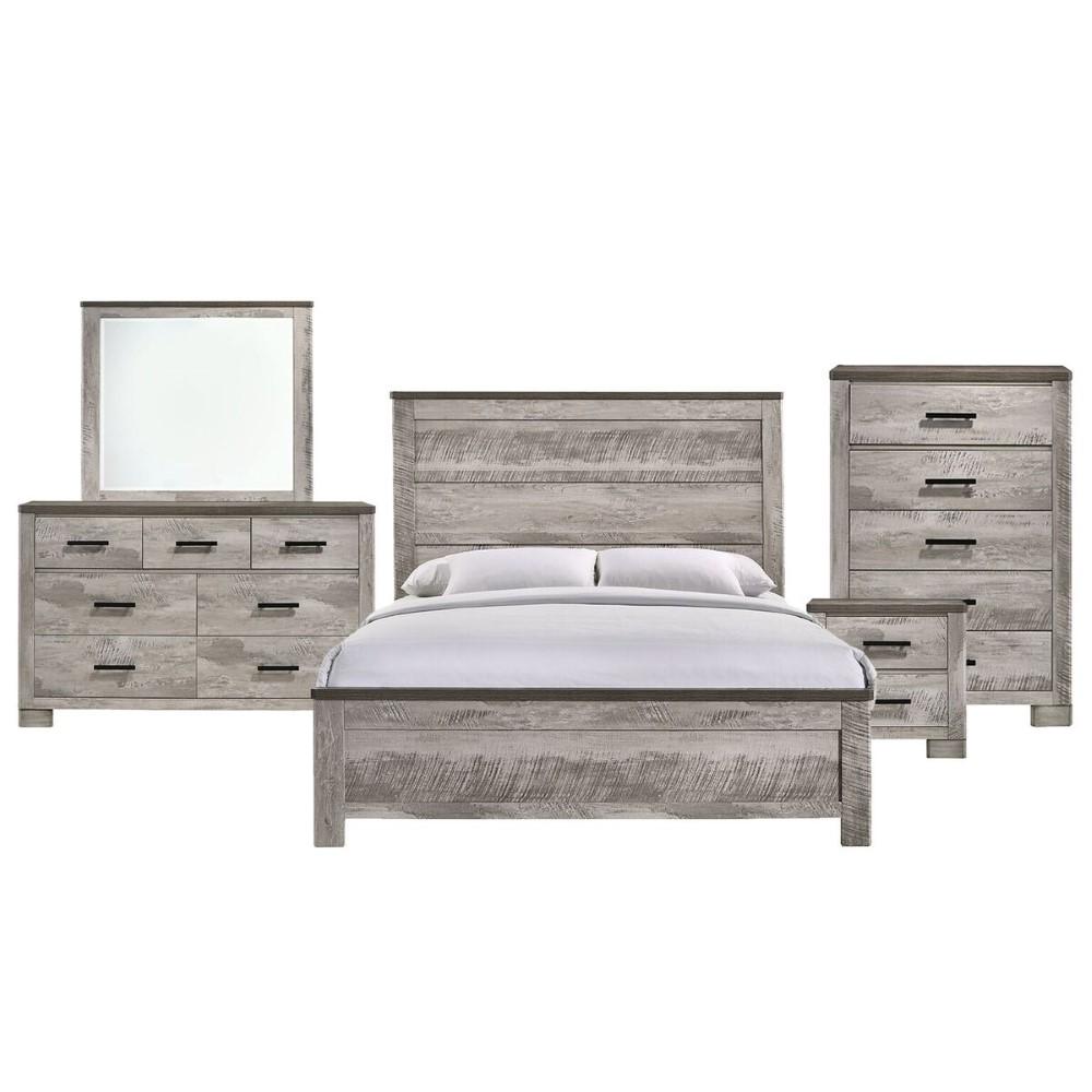 Picket House Furnishings - Adam King Panel 5PC Bedroom Set in Gray - MC300KB5PC veiw 1