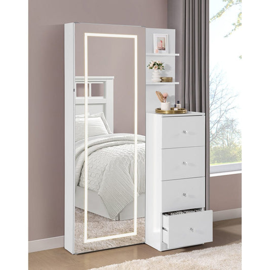 Picket House Furnishings - Alberta  Floor Mirror With Storage in White - A-17310-7-FM view 1