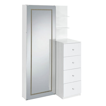 Picket House Furnishings - Alberta  Floor Mirror With Storage in White - A-17310-7-FM view 2