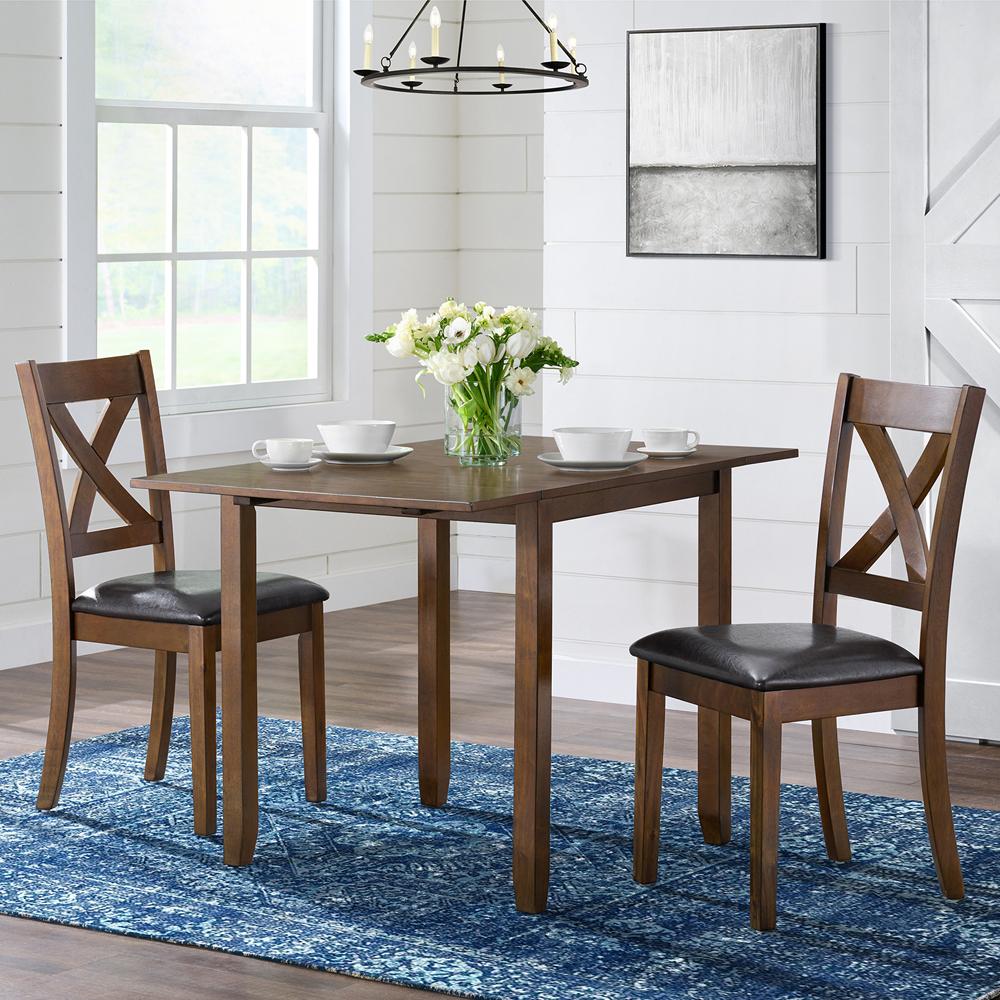 Picket House Furnishings - Alexa 3PC Dining Set with Drop Leaf Table in Espresso - DAX1003DS veiw 1