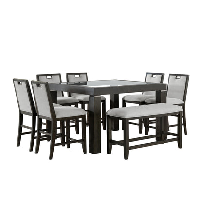 Picket House Furnishings - Alodia 8PC Counter Height Dining Set in Charcoal-Table, Six Chairs & Bench - D-18680-8-CT-8PC view 1