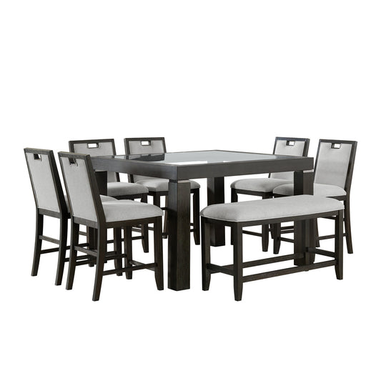 Picket House Furnishings - Alodia 8PC Counter Height Dining Set in Charcoal-Table, Six Chairs & Bench - D-18680-8-CT-8PC view 1