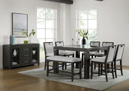Picket House Furnishings - Alodia 8PC Counter Height Dining Set in Charcoal-Table, Six Chairs & Bench - D-18680-8-CT-8PC view 11