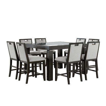 Picket House Furnishings - Alodia 9PC Counter Height Dining Set in Charcoal-Table and Eight Chairs - D-18680-8-CT-9PC view 1