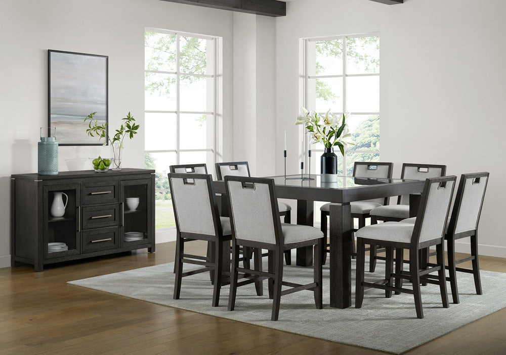 Picket House Furnishings - Alodia 9PC Counter Height Dining Set in Charcoal-Table and Eight Chairs - D-18680-8-CT-9PC view 9