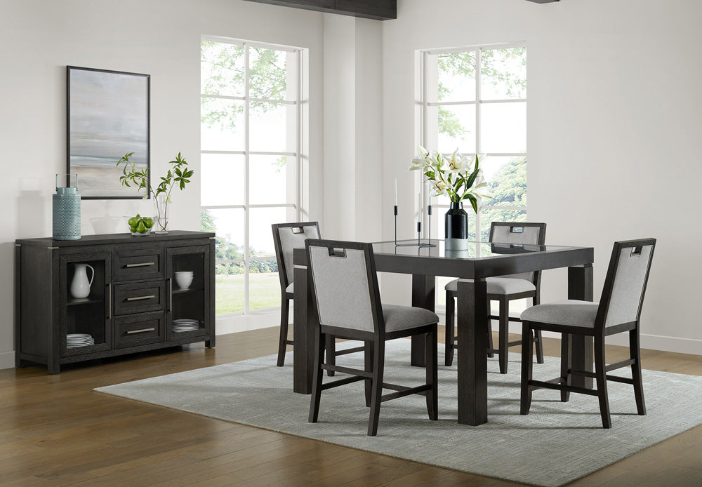 Picket House Furnishings - Alodia Counter Chair with Grey Fabric in Charcoal Set of 2 - D-18680-8-CSC view 6