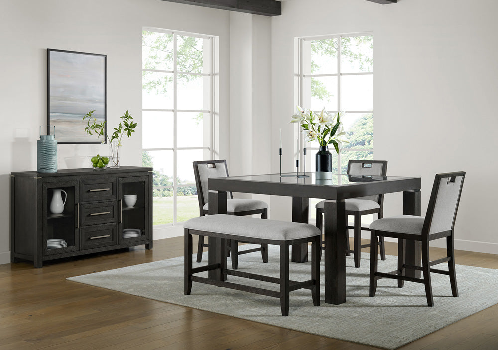 Picket House Furnishings - Alodia Counter Table with Glass in Charcoal - D-18680-8-CT view 6