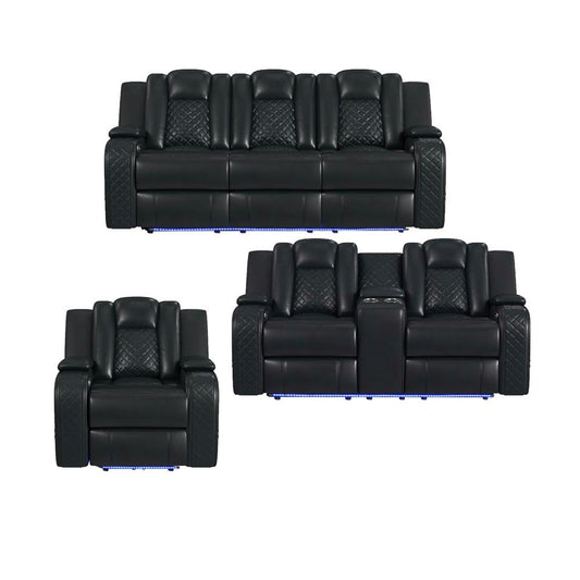Picket House Furnishings -  Amias  3PC Living Room Set in Pebble Black-Sofa, Loveseat & Recliner - U-8900-8206-3PC veiw 1