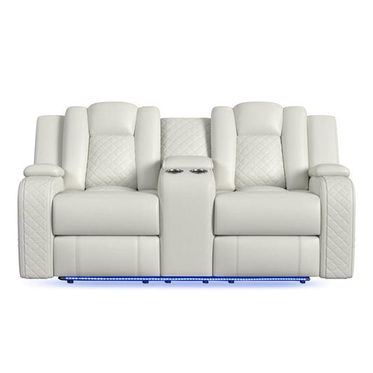 Picket House Furnishings - Amias Power Motion Loveseat with Power Headrest, Console and LED in Pebble Oyster - U-8900-8205-285PP veiw 2