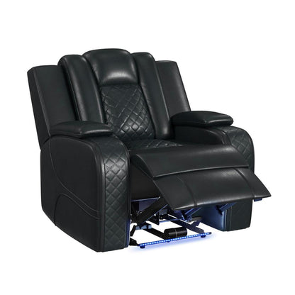 Picket House Furnishings -  Amias Power Motion Recliner with Power Headrest, LED in Pebble Black - U-8900-8206-105PP veiw 3
