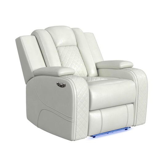 Picket House Furnishings - Amias Power Motion Recliner with Power Headrest, LED in Pebble Oyster - U-8900-8205-105PP veiw 1