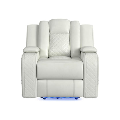 Picket House Furnishings - Amias Power Motion Recliner with Power Headrest, LED in Pebble Oyster - U-8900-8205-105PP veiw 2